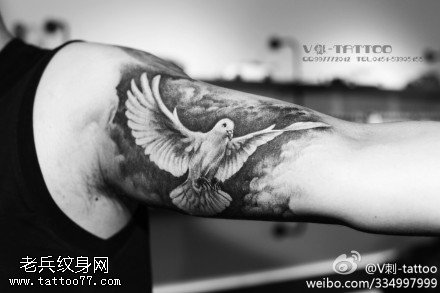 和平鸽子纹身图案