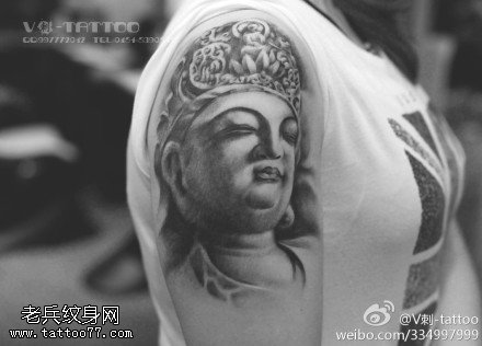 神圣静谧佛头纹身图案