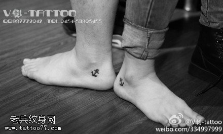 情侣唯美船锚纹身图案