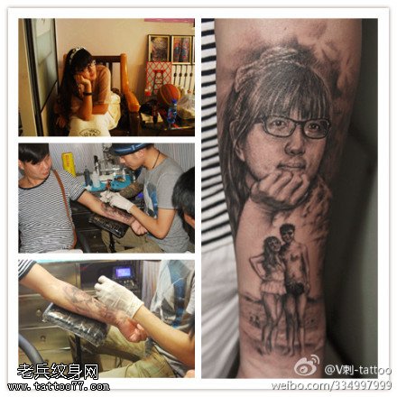 唯美恬静肖像纹身图案