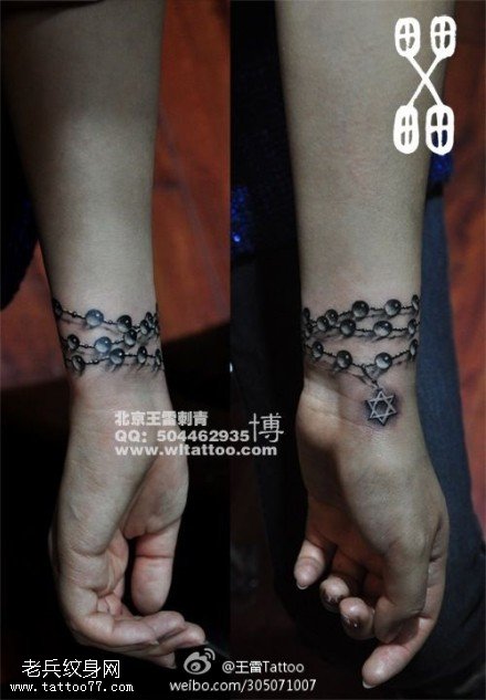 逼真水嫩手链纹身图案