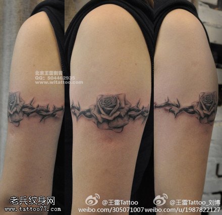 娇艳美丽玫瑰纹身图案