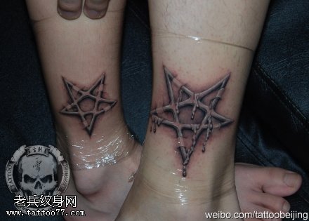 逼真形象五角星纹身图案