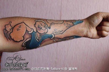 形象逼真大力水手纹身图案