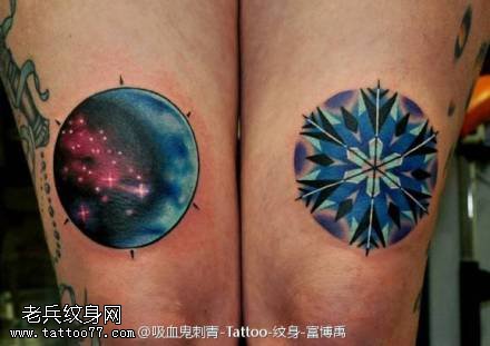 星空绚丽圆形纹身图案