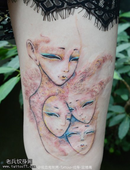 优雅唯美女孩纹身图案