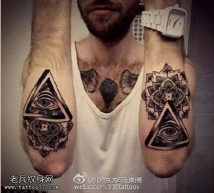 黑色炫酷的三角眼纹身图案
