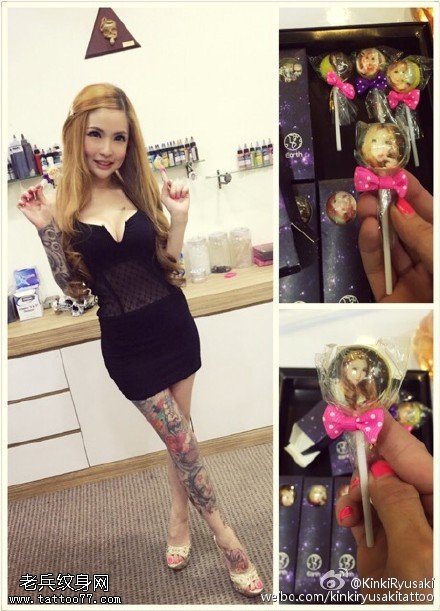 优美漂亮的美女彩色纹身图案