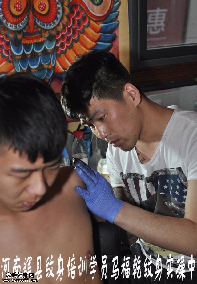 武汉老兵纹身培训学校学员马福乾大臂纹身图案实操