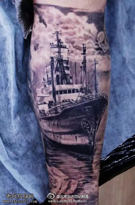 逼真泰坦尼克号纹身图案