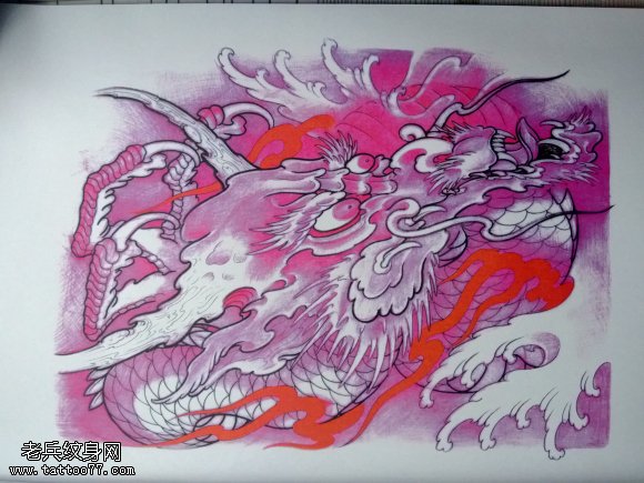 个性龙头纹身手稿分享