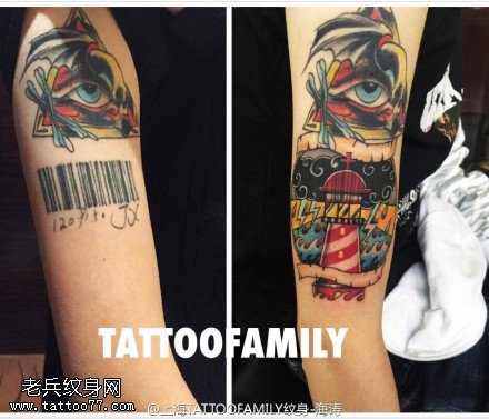 覆盖旧纹身彩色的全视之眼纹身图案