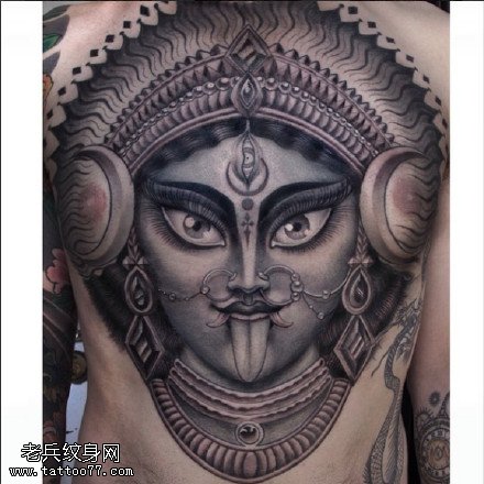 黑灰印度教宇宙女王纹身图案
