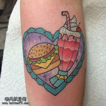 欧美风汉堡冰激凌纹身图案