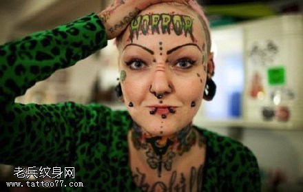 欧美风点刺与穿刺的结合纹身图案