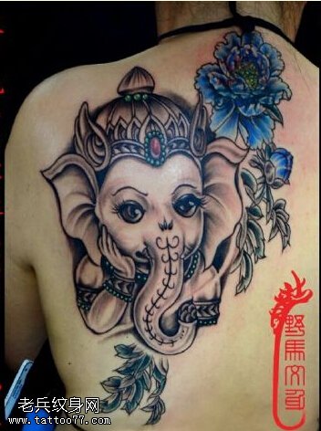 精美的象神纹身图案