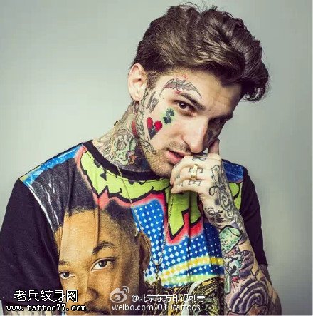 欧美风帅哥个性纹身图案