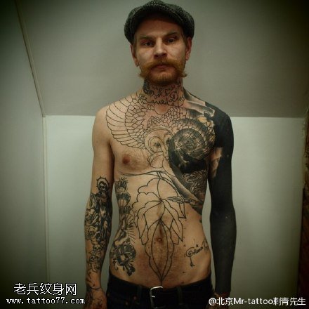 欧美风经典点刺象神纹身图案