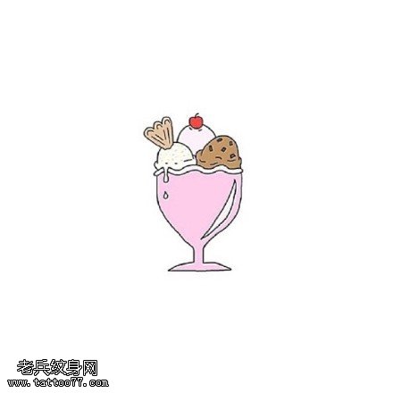 夏日冰爽的冰激凌纹身图案