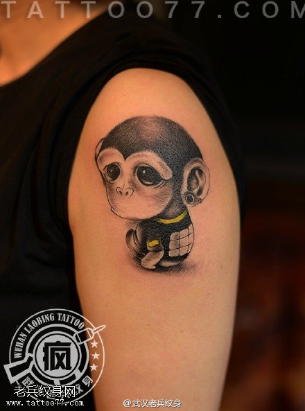 可爱萌萌哒的猴子纹身作品