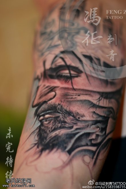欧美风人物肖像纹身图案