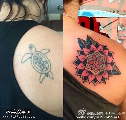 遮盖旧纹身精美梵花纹身图案