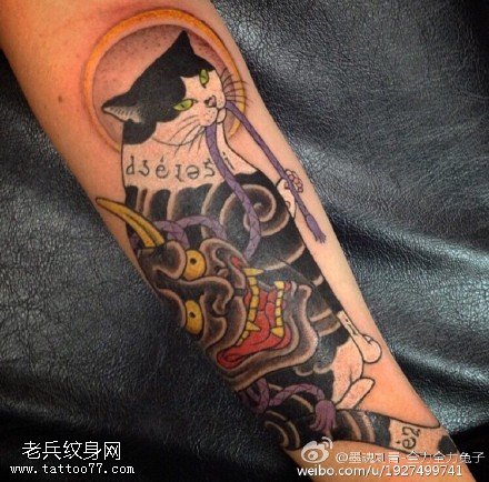 经典猫咪般若纹身图案