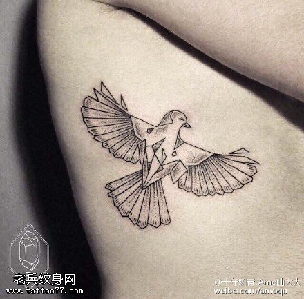 经典点刺信鸽纹身图案