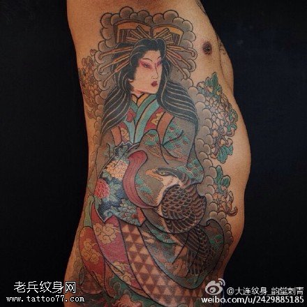日本风大型艺妓纹身图案