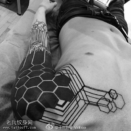 几何元素黑灰刺青纹身图案