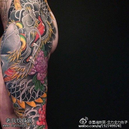经典大龙菊花纹身图案