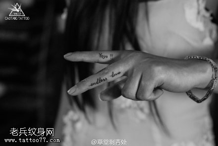 手指时尚英文纹身图案