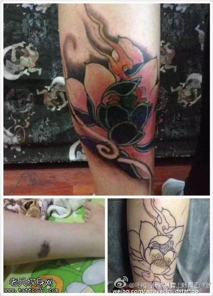 遮盖伤疤漂亮的莲花纹身图案