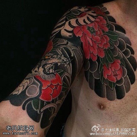经典牡丹图腾纹身图案
