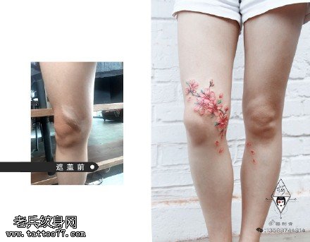遮盖伤疤美丽的桃花纹身图案