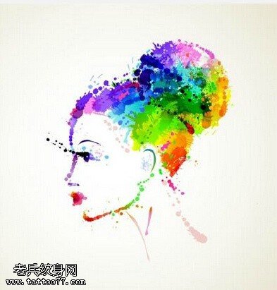 水彩高雅的女人纹身图案