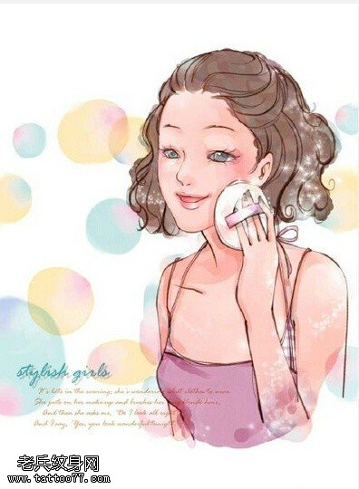 手稿可爱的女人纹身图案