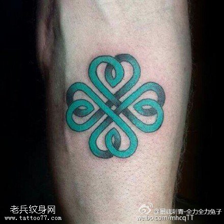 彩绘中国结花纹身图案
