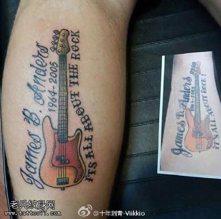 彩绘小提琴纹身图案