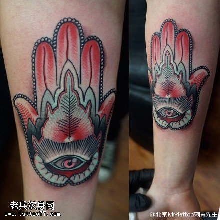 彩绘佛手纹身图案
