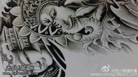 手稿象神纹身图案