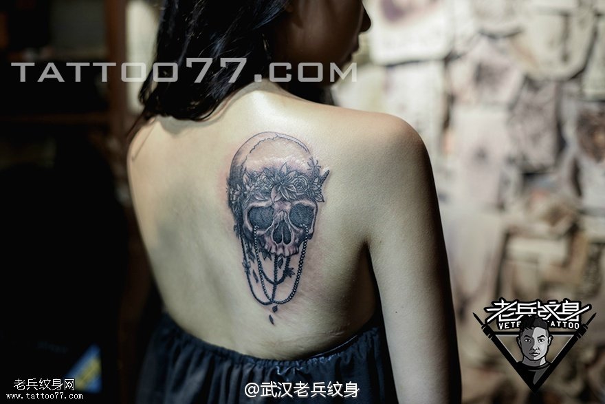 肩背欧美骷髅纹身图案作品