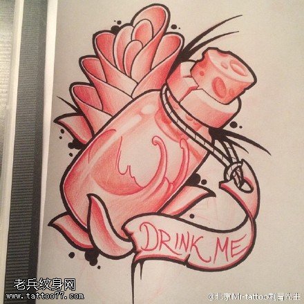 手稿药水瓶纹身图案