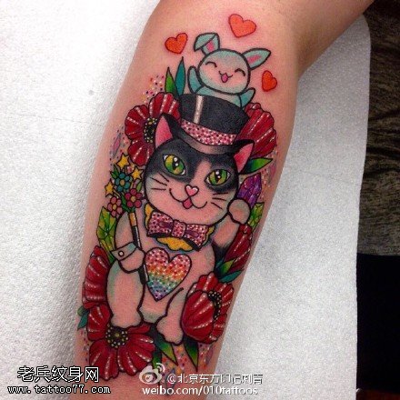 嘎巴拉绅士的猫纹身图案