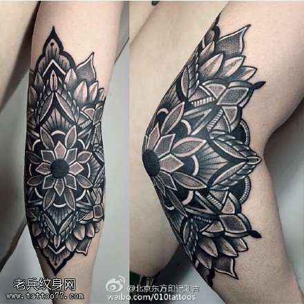 手臂上的个性梵花纹身图案