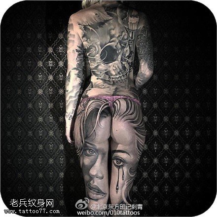 欧美风经典时尚美女纹身图案