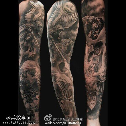 地狱战神大花臂纹身图案