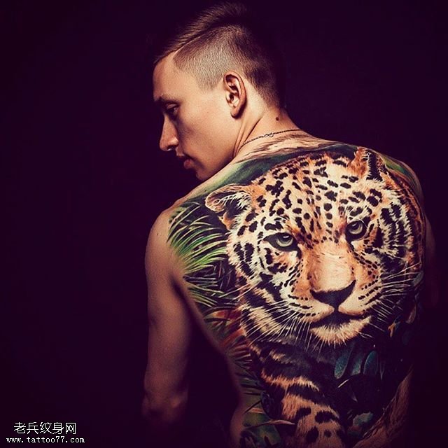 背部的豹子纹身图案