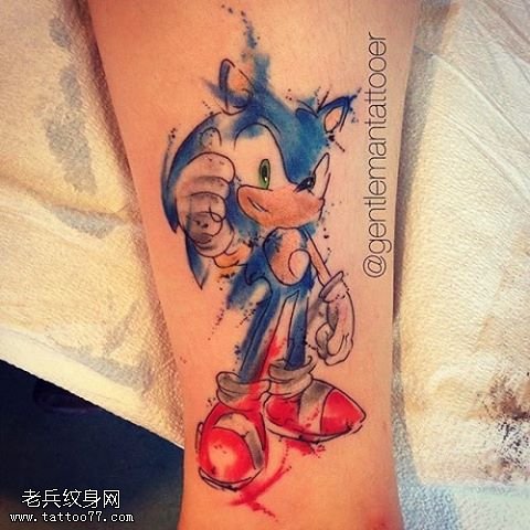 小腿的大灰狼纹身图案