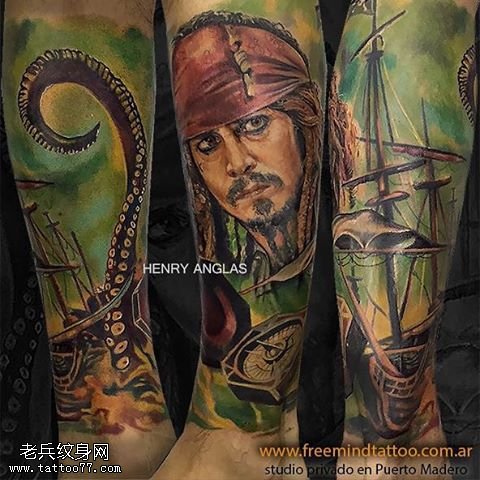 手臂海盗船长纹身图案